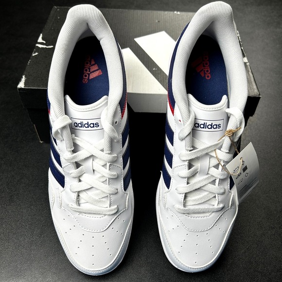 Adidas Hoops 4.0 Low Top Basketball Shoes White Navy‎ Red Mens Size 10.5 JQ9986 - Picture 3 of 7